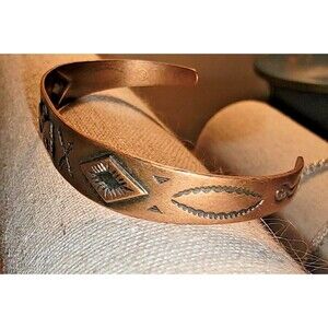 Vintage Bell Trading Post 1960's Solid Copper Thunderbird Cuff Bracelet ~ Mint!